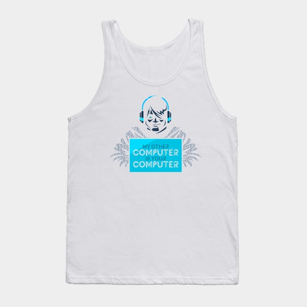 Hacker Other Computer Blue Headphones Hacking Tank Top by Mellowdellow